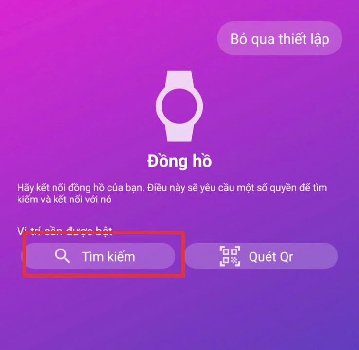 Chọn 'Tìm kiếm' để tìm thiết bị