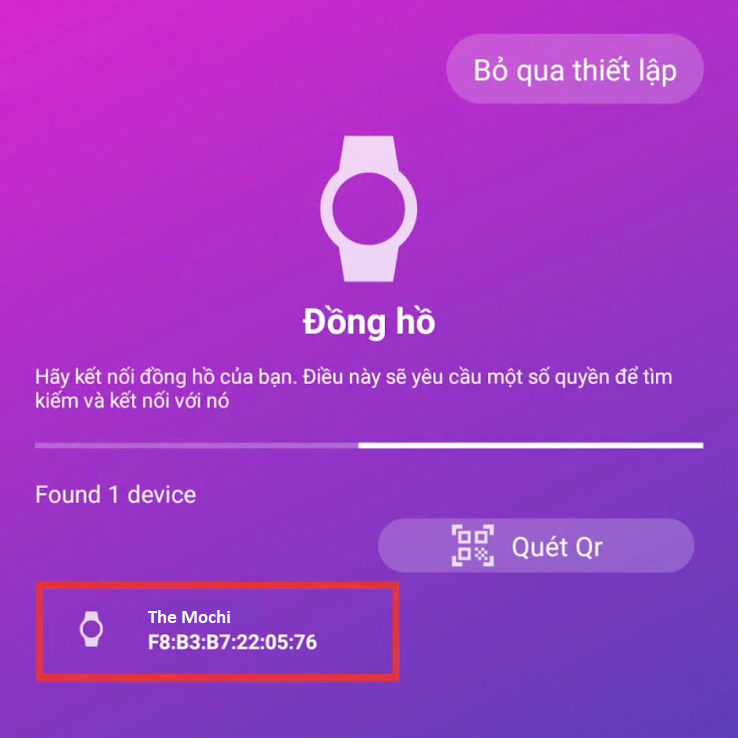 Chọn thiết bị ESP32 khi danh sách hiển thị