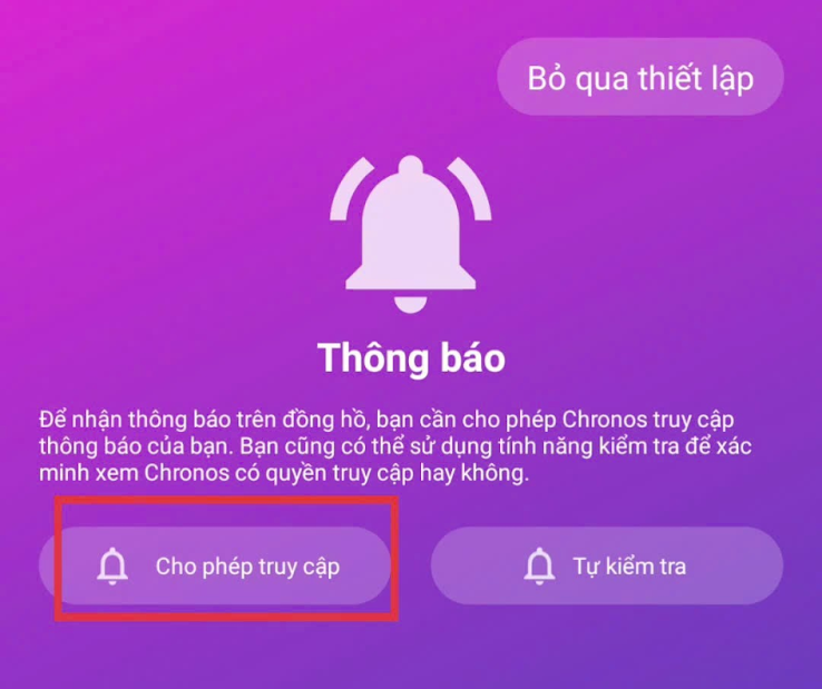 Cho phép ứng dụng truy cập thông báo